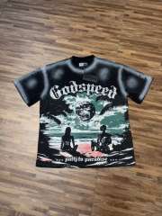 Beach Skeleton Couple Sunset Black and Yellow Distressed Short-sleeved T-shirt 29052437