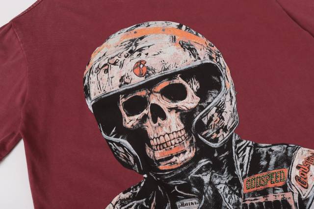 No. 69 Helmet Racing Skull Distressed Black Short-Sleeve T-Shirt 29052367