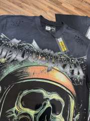 Astronaut skeleton hot-fix rhinestone vintage short-sleeved T-shirt 29047359