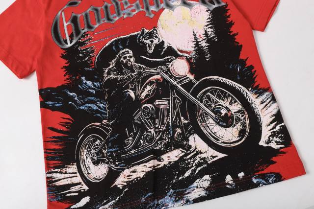 Wolf Knight Motorcycle Red Double-sided Printed Short-sleeved T-shirt 29051343