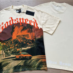 Hollywood sports car beige short-sleeved T-shirt 29047316