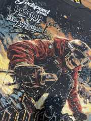 Vintage snow skiing skeleton distressed washed print T-shirt 29051358