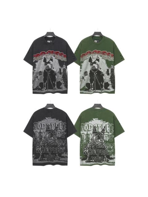 Bulldog New York City Black and Green Distressed Short-Sleeve T-Shirt 29052378