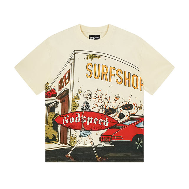 Surfing Skull G Logo Beige Short-sleeved T-shirt 29047323