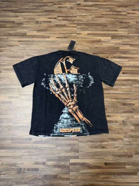 No. 69 Helmet Racing Skull Distressed Black Short-Sleeve T-Shirt 29052367