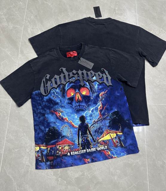 Hell Amusement Park Red-Eyed Skull Vintage Black Short-Sleeve T-Shirt  29052474