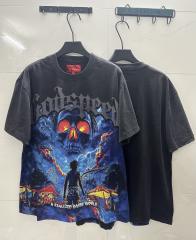 Hell Amusement Park Red-Eyed Skull Vintage Black Short-Sleeve T-Shirt  29052474