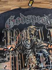 Street skull sports car hot-fix rhinestone black vintage short-sleeved T-shirt 29047352