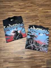 Western cowboy skull rhinestone black vintage short-sleeved T-shirt 29047333