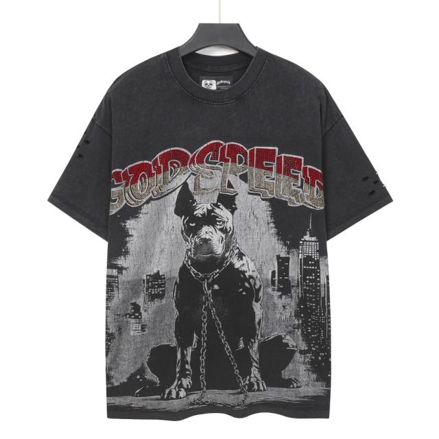 Bulldog New York City Black and Green Distressed Short-Sleeve T-Shirt 29052378