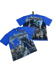 New York Night View Statue of Liberty Royal Blue Distressed Short-Sleeve T-Shirt  29051341