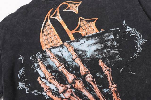 No. 69 Helmet Racing Skull Distressed Black Short-Sleeve T-Shirt 29052367