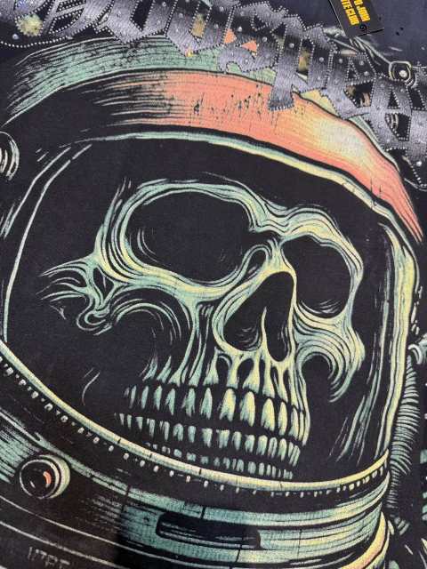 Astronaut skeleton hot-fix rhinestone vintage short-sleeved T-shirt 29047359