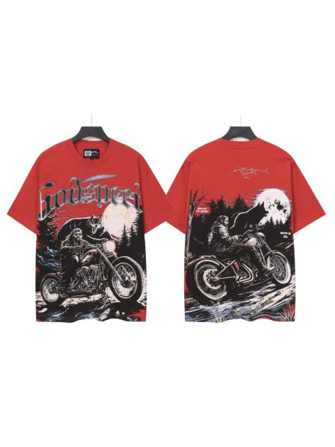 Wolf Knight Motorcycle Red Double-sided Printed Short-sleeved T-shirt 29051343