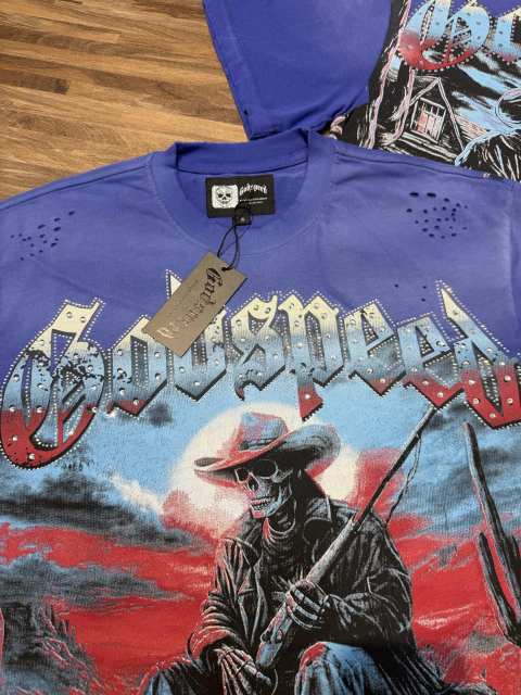 Western cowboy skull rhinestone black vintage short-sleeved T-shirt 29047333