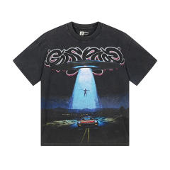 Flying saucer UFO black vintage short-sleeved T-shirt  29047327