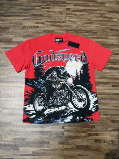 Wolf Knight Motorcycle Red Double-sided Printed Short-sleeved T-shirt 29051343