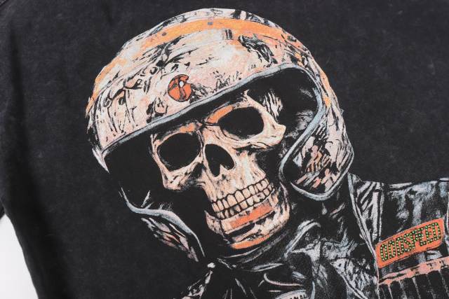 No. 69 Helmet Racing Skull Distressed Black Short-Sleeve T-Shirt 29052367