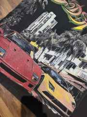 Miami Sports Car G Black Distressed Short-sleeved T-shirt 29047441