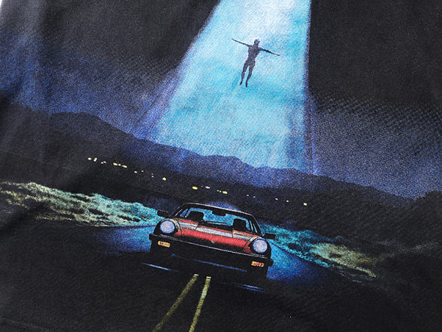 Flying saucer UFO black vintage short-sleeved T-shirt  29047327