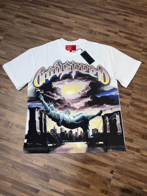 Statue of Liberty Sunset  T-shirt with white short sleeves 29051274