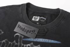 Moonlit Forest Wolf Knight Harley Davidson Motorcycle Black Distressed T-Shirt 29051361