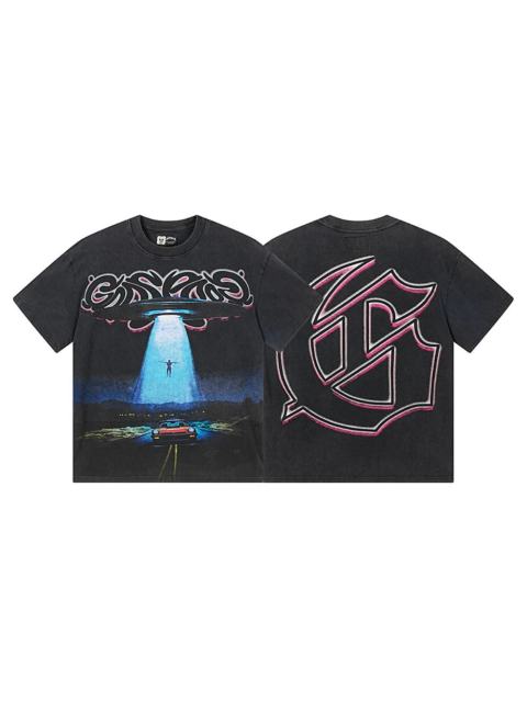 Flying saucer UFO black vintage short-sleeved T-shirt  29047327