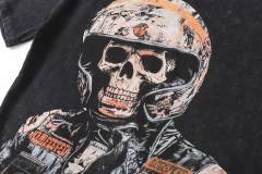 No. 69 Helmet Racing Skull Distressed Black Short-Sleeve T-Shirt 29052367