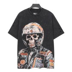No. 69 Helmet Racing Skull Distressed Black Short-Sleeve T-Shirt 29052367