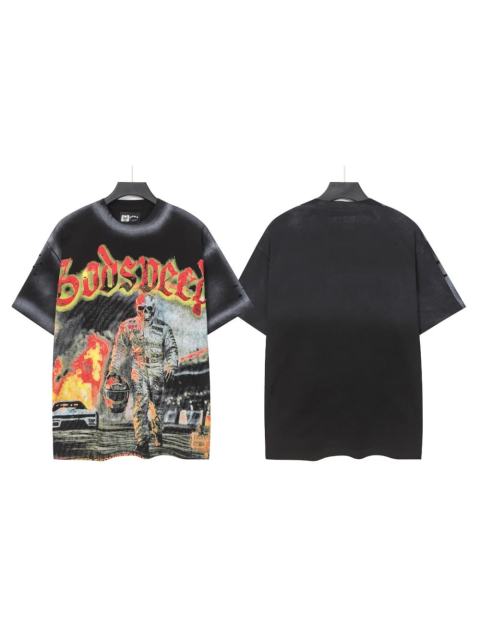 Flame Racing Driver Skull Vintage Black Short-Sleeve T-Shirt 29052456