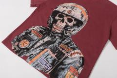 No. 69 Helmet Racing Skull Distressed Black Short-Sleeve T-Shirt 29052367