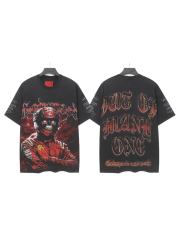 Racing driver skull hot-fix Gothic font black vintage short-sleeved T-shirt 29051372