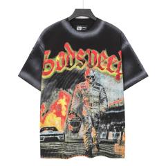 Flame Racing Driver Skull Vintage Black Short-Sleeve T-Shirt 29052456