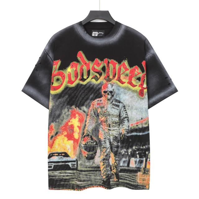 Flame Racing Driver Skull Vintage Black Short-Sleeve T-Shirt 29052456