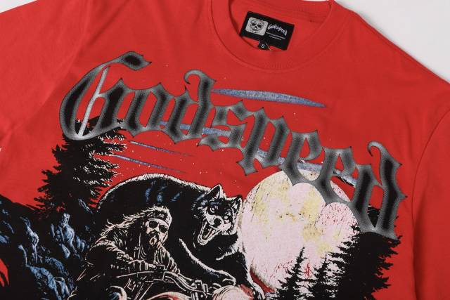 Wolf Knight Motorcycle Red Double-sided Printed Short-sleeved T-shirt 29051343