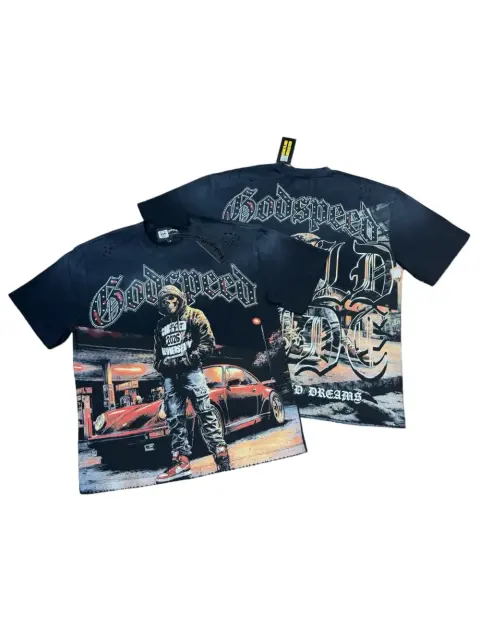 Street skull sports car hot-fix rhinestone black vintage short-sleeved T-shirt 29047352