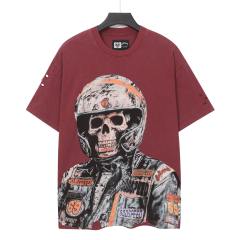 No. 69 Helmet Racing Skull Distressed Black Short-Sleeve T-Shirt 29052367