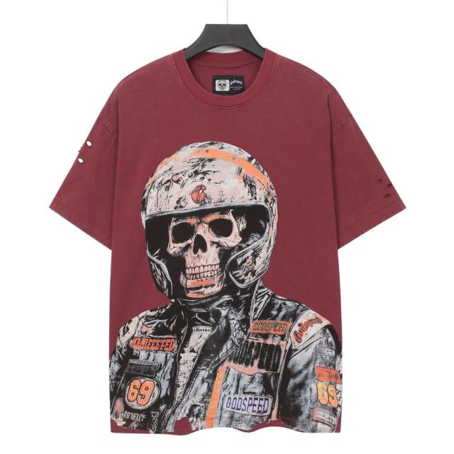No. 69 Helmet Racing Skull Distressed Black Short-Sleeve T-Shirt 29052367