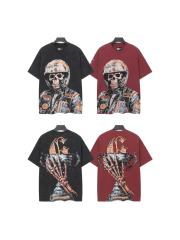 No. 69 Helmet Racing Skull Distressed Black Short-Sleeve T-Shirt 29052367
