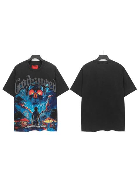 Hell Amusement Park Red-Eyed Skull Vintage Black Short-Sleeve T-Shirt  29052474