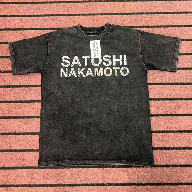 SATOSHI NAKAMOTO Rhinestone Vintage Tee
