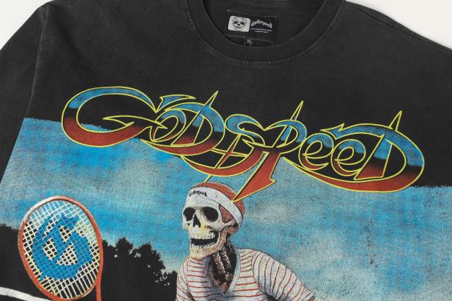 Skeleton Tennis Player Print Washed Version Tee 2 colors 28696497
