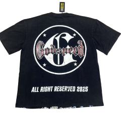 28416771 Newspaper skull Print Washed Version Tee 2 colors