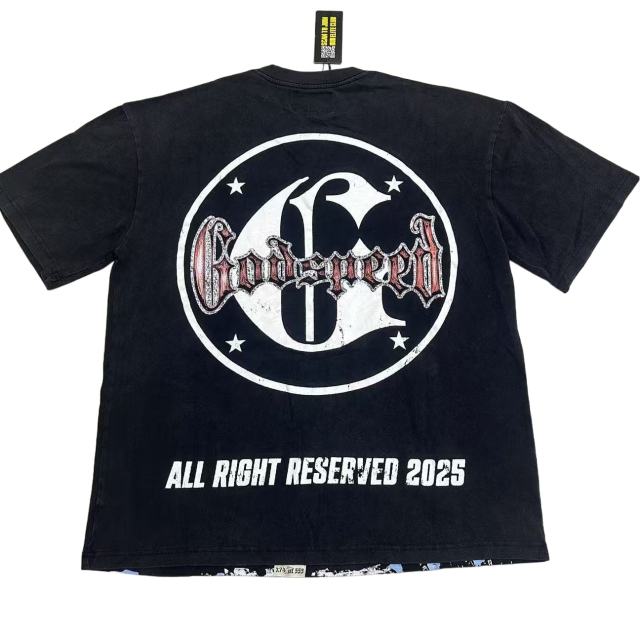 28416771 Newspaper skull Print Washed Version Tee 2 colors