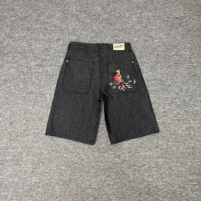Derschutze American Street Heavyweight Embroidered Denim Shorts