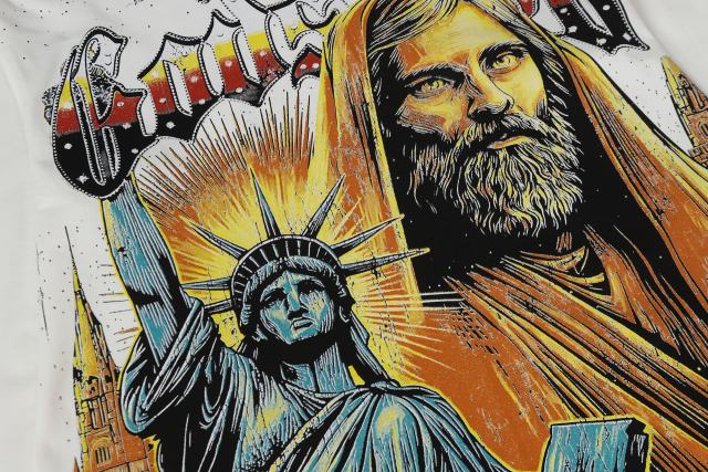 Statue of Liberty Print Washed Version Long Sleeve T-Shirt 2 colors 28691922