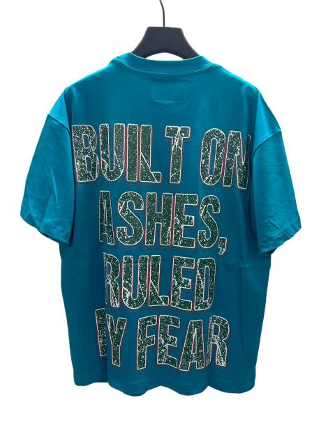 Flame Skeleton Ruined City Print Washed Version Tee 2 colors 28576259