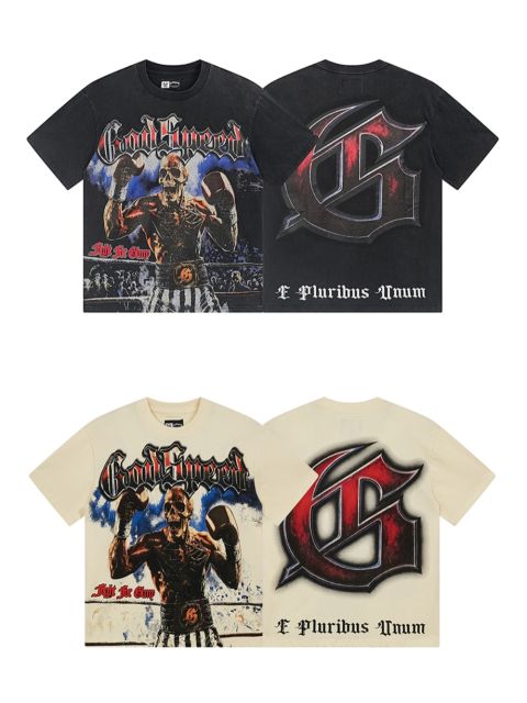 Godspeed Boxer Skull Print Washed Version Tee 2 colors