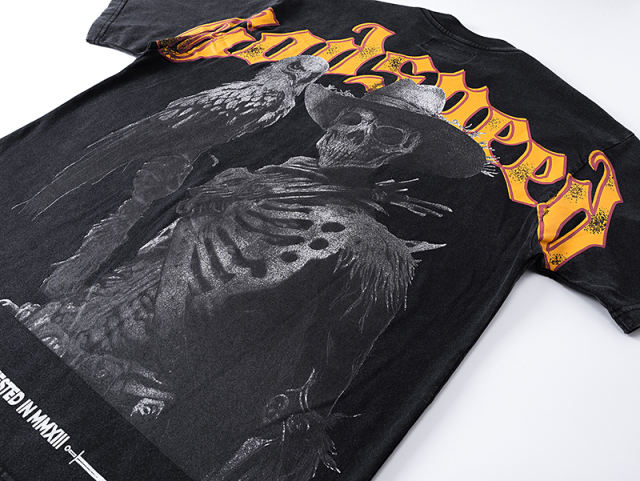 Skeleton Cowboy Falcon vintage washed short-sleeved T-shirt 29044592