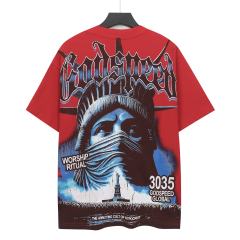 Masked Statue of Liberty Print Washed Version Tee 3 colors 28694019